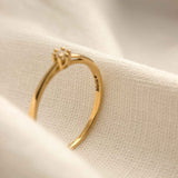 Anel Solitário Personalizado Ouro 18K Aro Delicado
