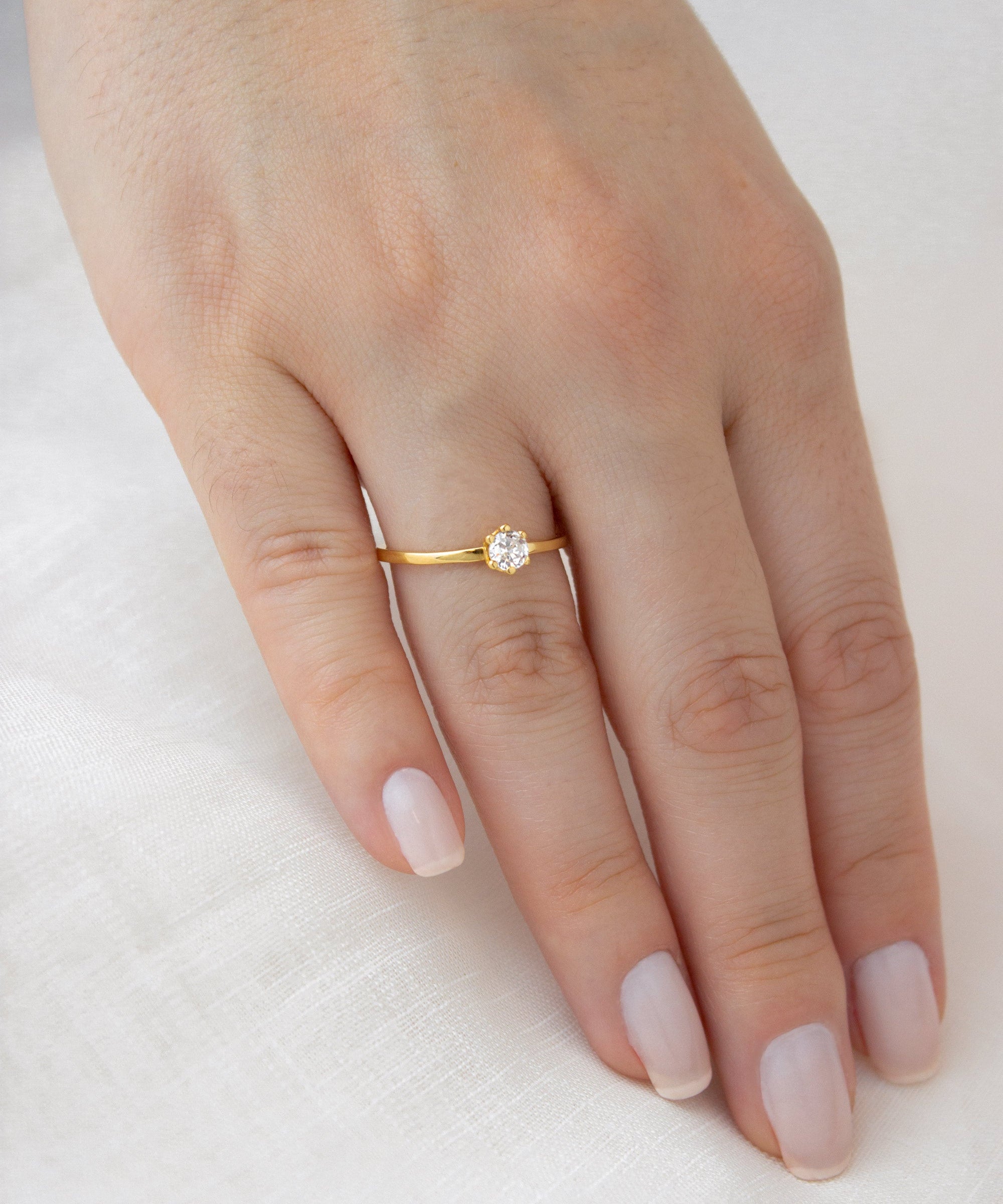 Anel Solitário Personalizado Ouro 18K Aro Reto
