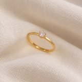 Anel Solitário Personalizado Ouro 18K Aro Reto