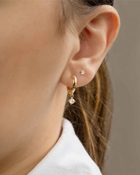 Brinco Ponto de Luz Zircônia 3mm Baby Ouro 18K