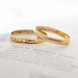 Aliança Ramos com Diamante Ouro 18K | 3mm Abaulada