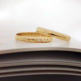 Aliança Ramos com Diamante Ouro 18K | 3mm Abaulada