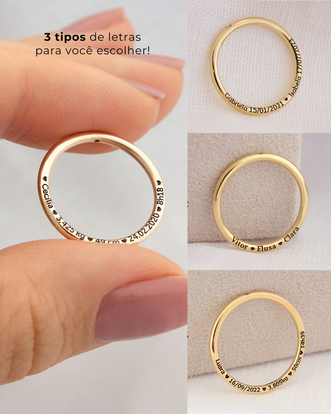 Anel Memórias Personalizado Ouro 18K