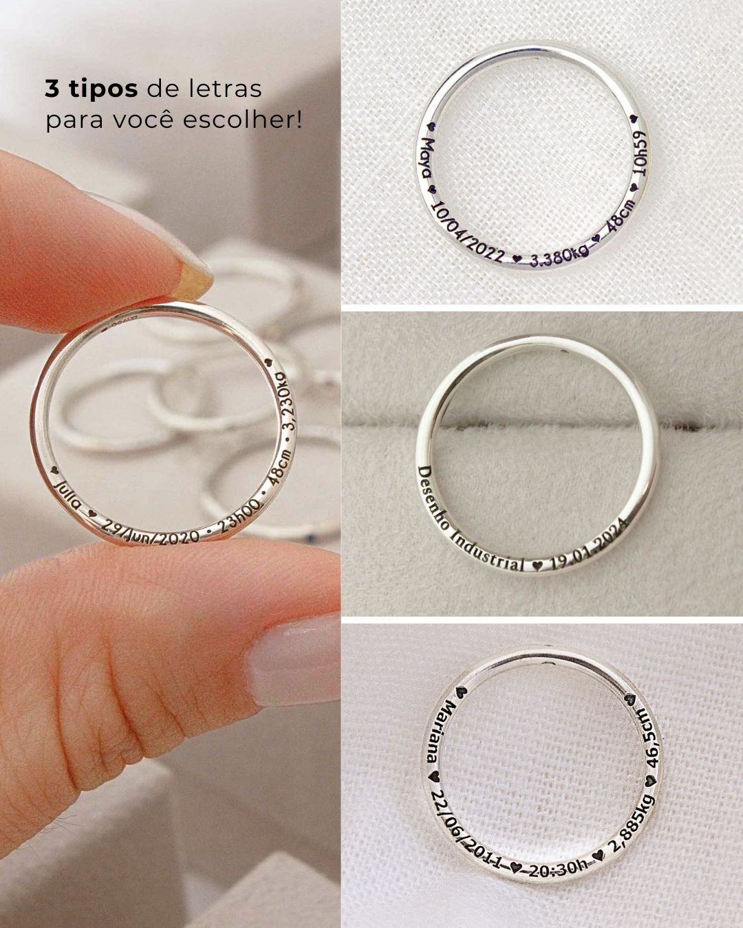 Anel Memórias Personalizado Prata 950