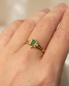 Anel Formatura Baguete Aro Duplo Ouro 18K