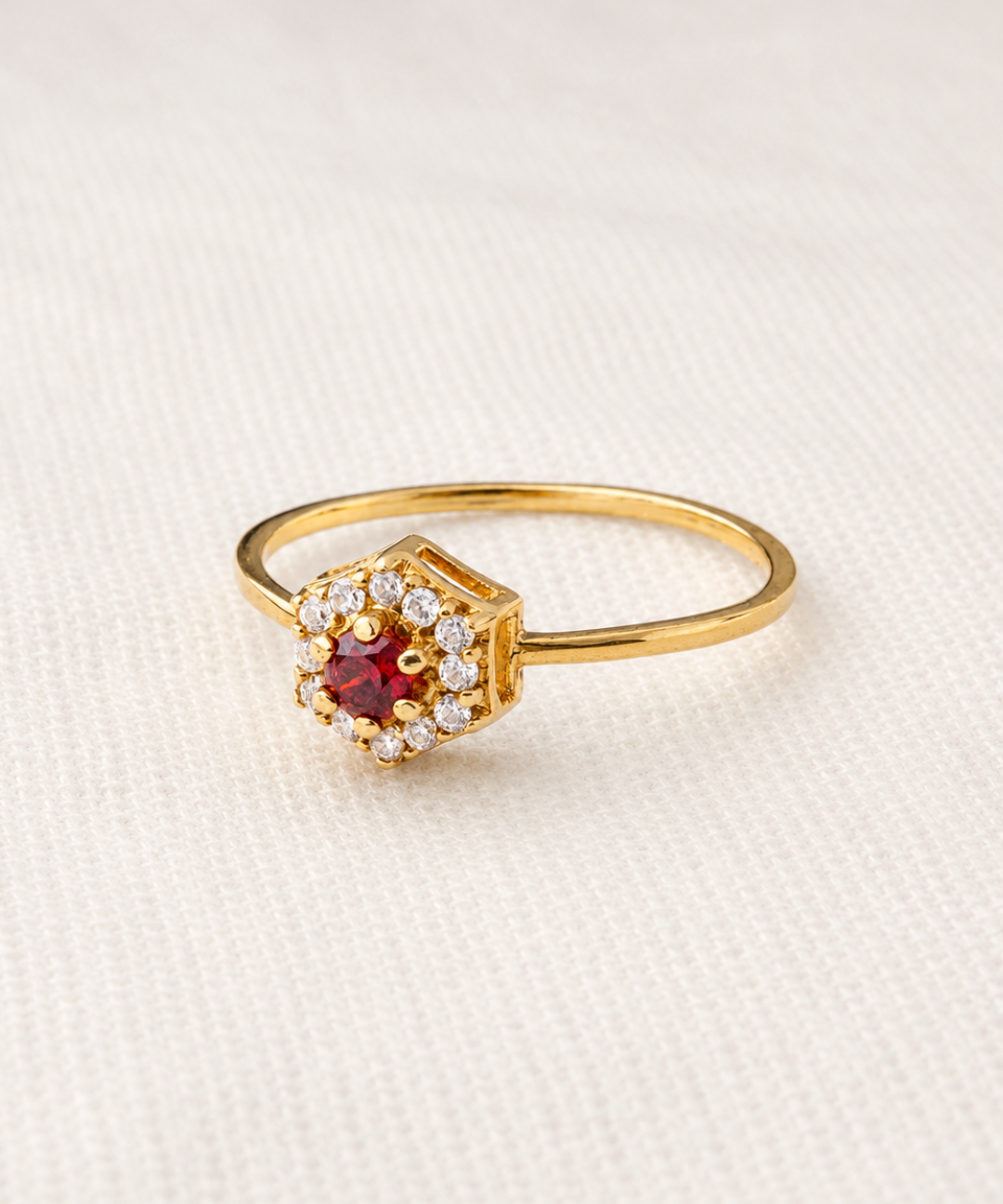 Anel Formatura Hexagonal Aro Delicado Ouro 18K
