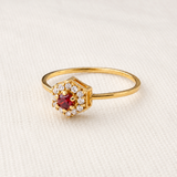 Anel Formatura Hexagonal Aro Delicado Ouro 18K