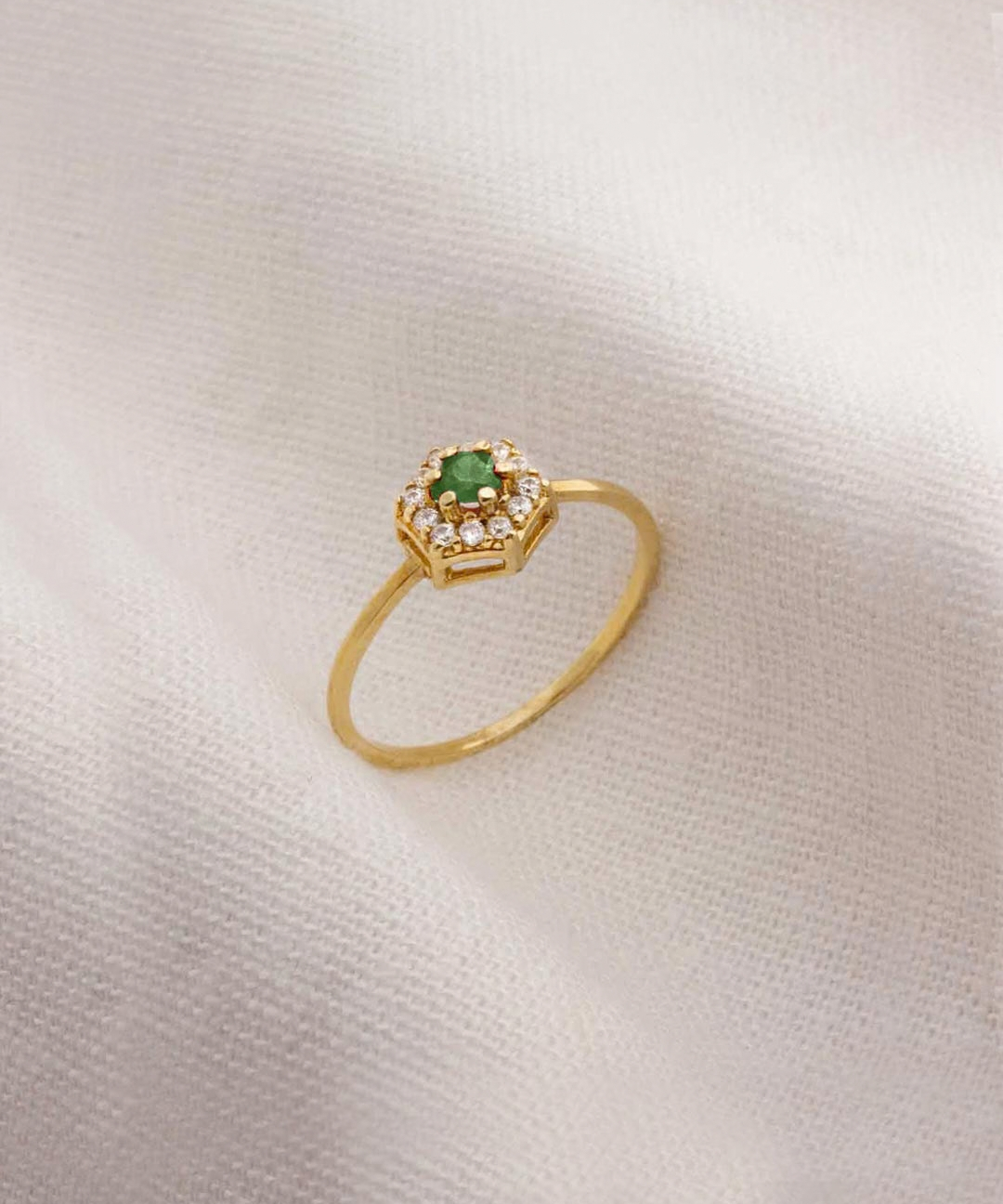 Anel Formatura Hexagonal Aro Delicado Ouro 18K
