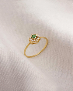 Anel Formatura Hexagonal Aro Delicado Ouro 18K