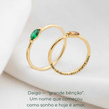 Anel Navete Memórias Daigo Personalizado Ouro 10K