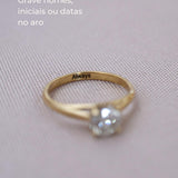 Anel Solit‡rio noivado Analu Ouro 18K diamante moissanita aro grava�‹o interna