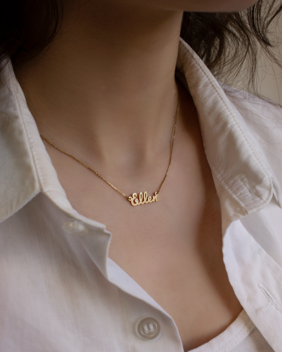 Colar Nome Personalizado Ouro 18K
