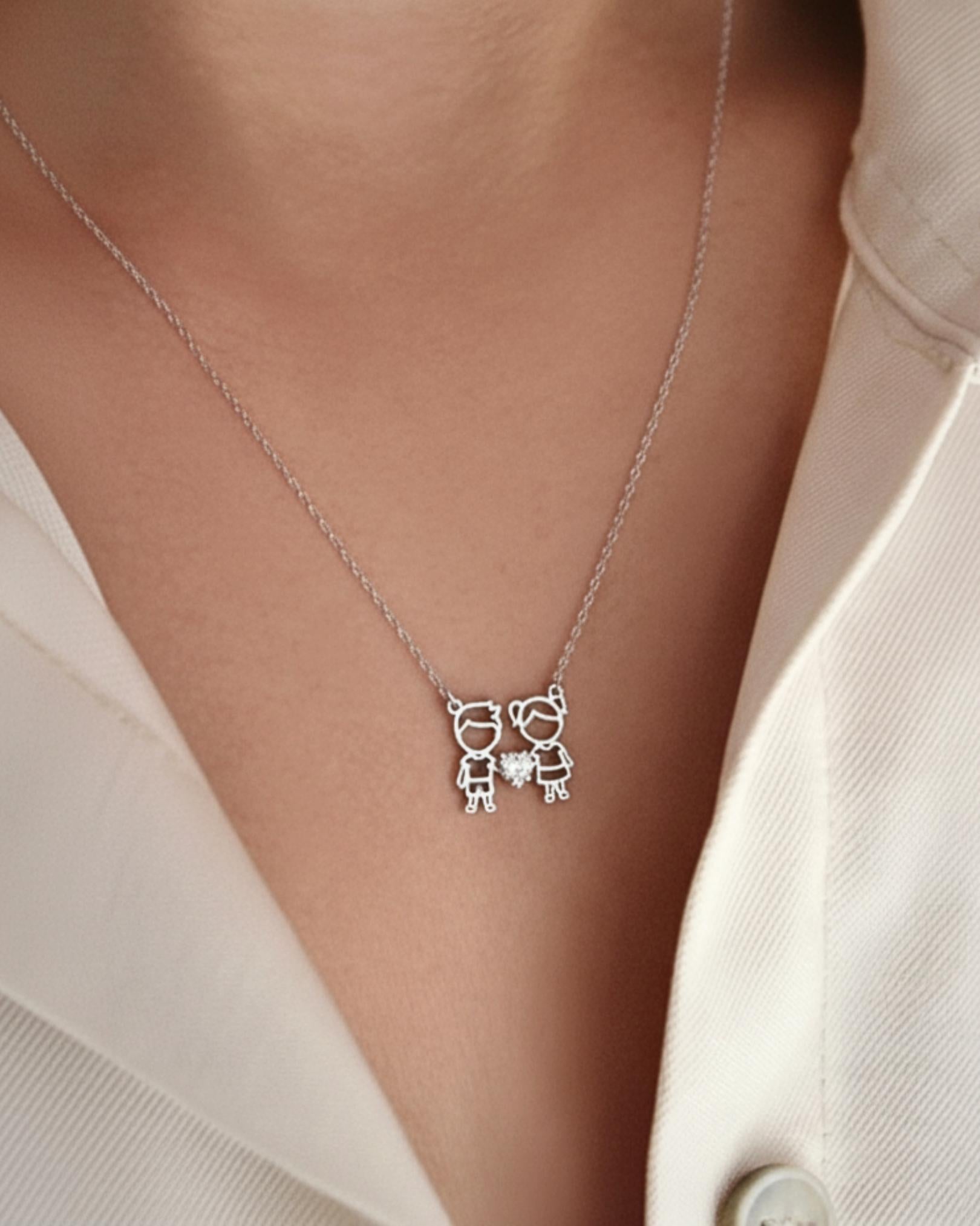 pingente filhos menino menina pitocos casal montezza personalizado zirconia coração