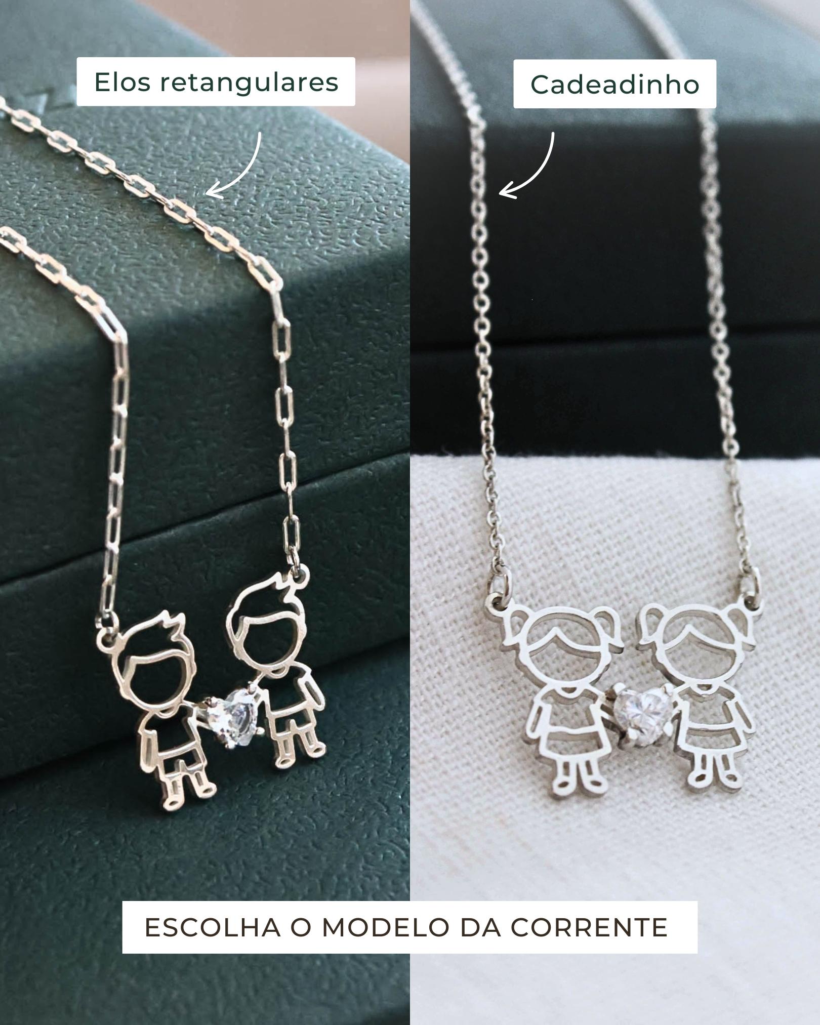 pingente filhos menino menina pitocos casal montezza personalizado zirconia coração