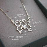 pingente filhos menino menina pitocos casal montezza personalizado zirconia coração