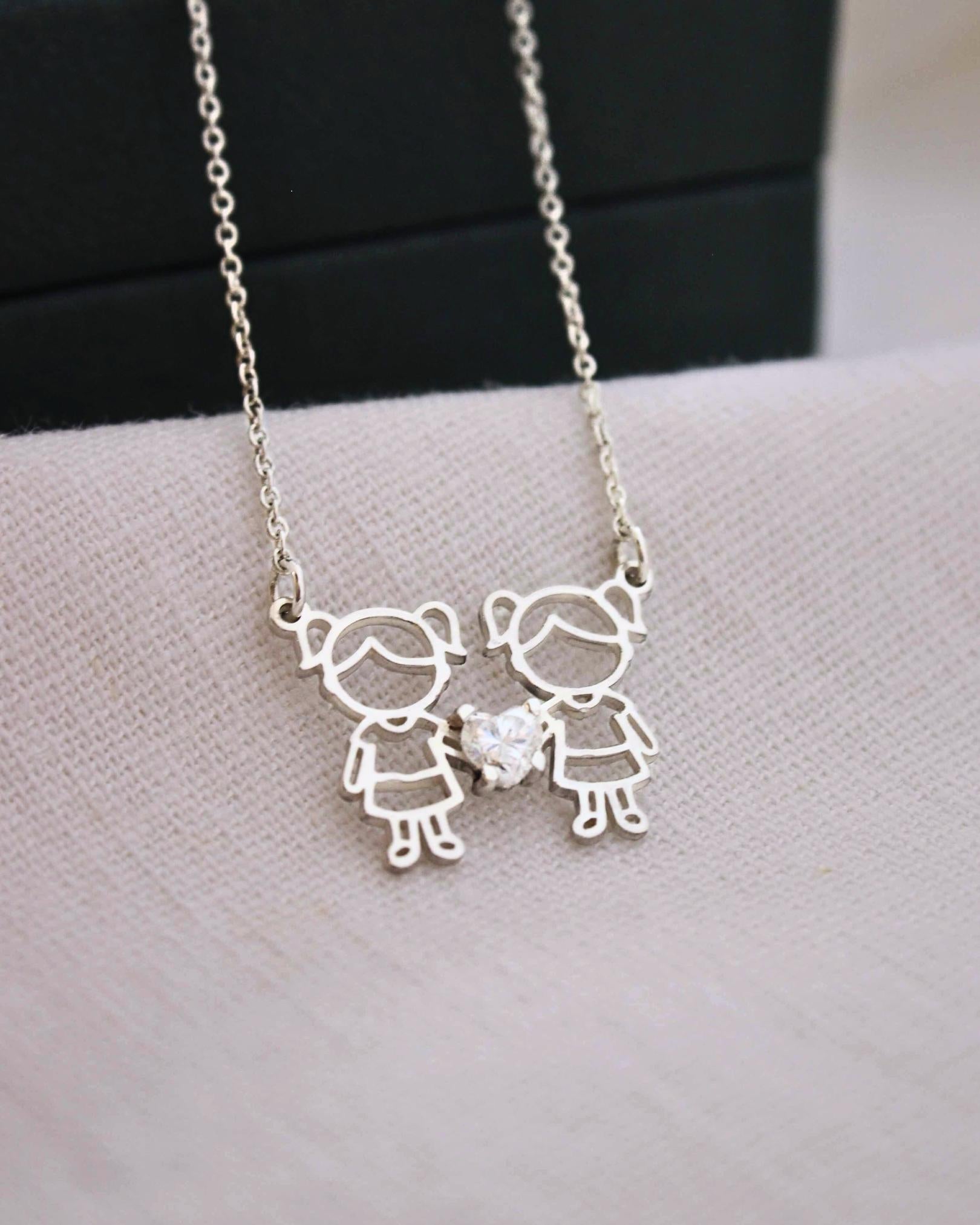 pingente filhos menino menina pitocos casal montezza personalizado zirconia coração
