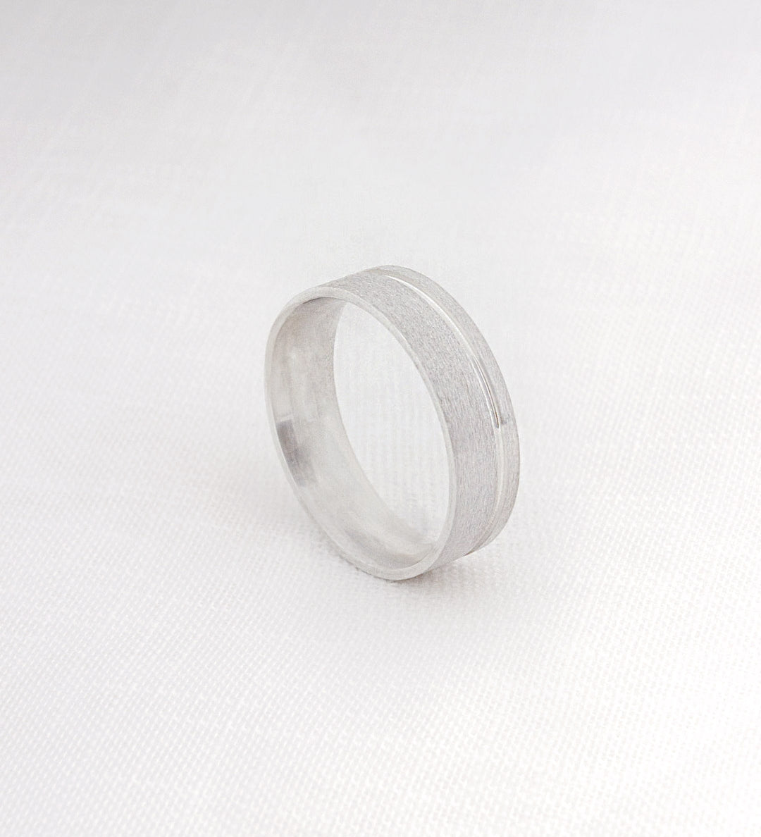 Aliança Namoro Prata 950 Fosca Friso Lateral 6mm - Montezza Joias