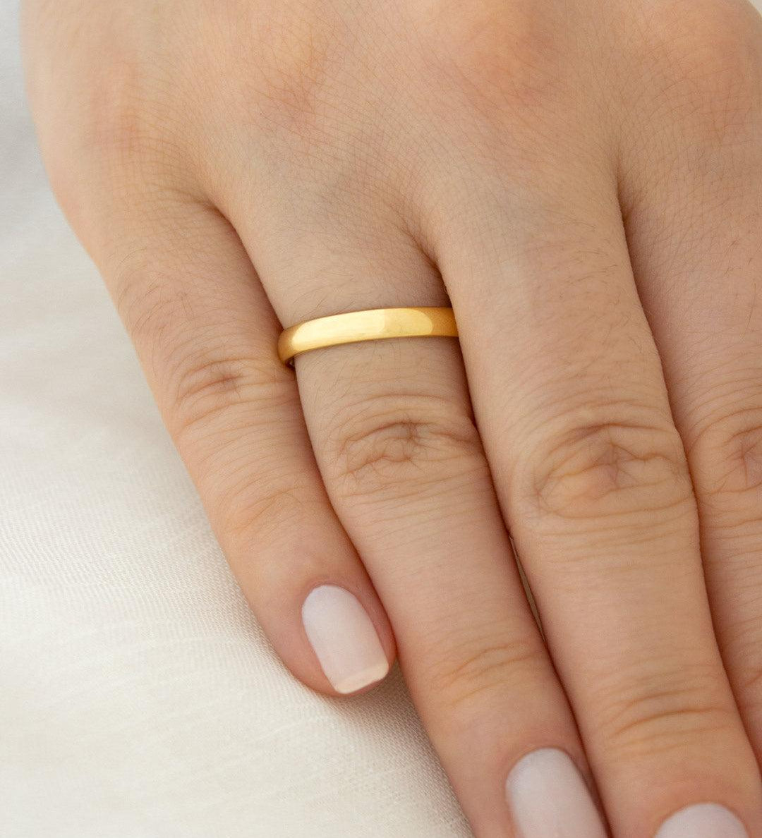 Aliança Personalizada Ouro 18K Anatômica | 3mm Abaulada - Montezza Joias