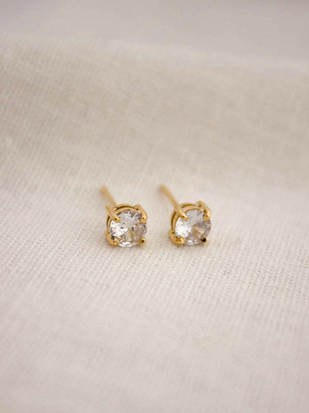 Brinco Ponto de Luz Zircônia 5mm Ouro 18K