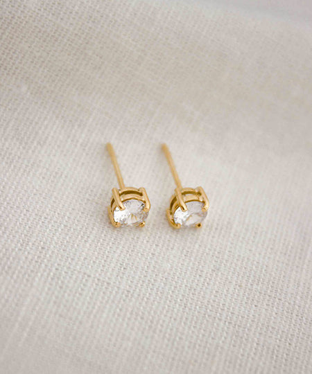 Brinco Ponto de Luz Zircônia 5mm Ouro 18K