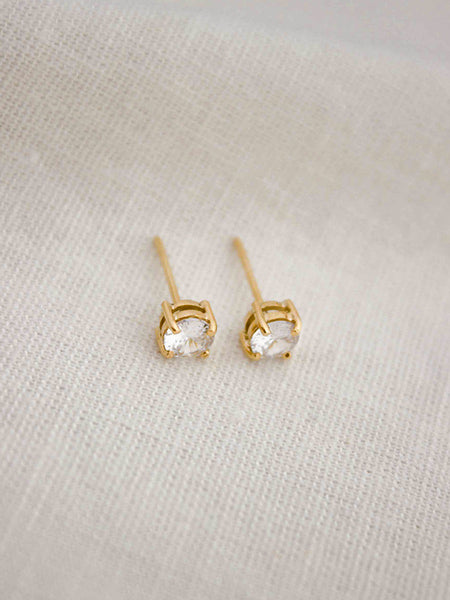 Brinco Ponto de Luz Zircônia 5mm Ouro 18K