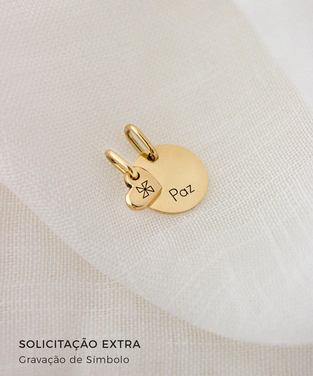 Kit Pingentes Personalizados Redondo 12mm e Coração Mini Ouro 18K