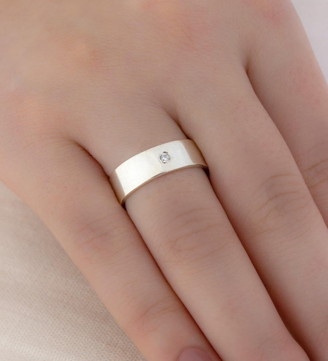 Aliança Namoro Prata 950 1 Zircônia Reta 6mm - Montezza Joias