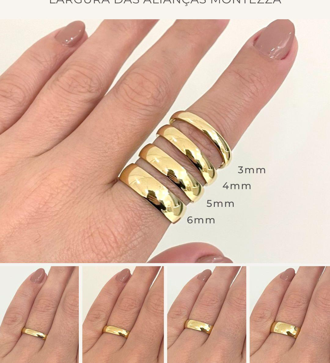 Aliança Personalizada Ouro 18K Anatômica | 5mm Abaulada 1 Linha Cravejada Zircônias - Montezza Joias