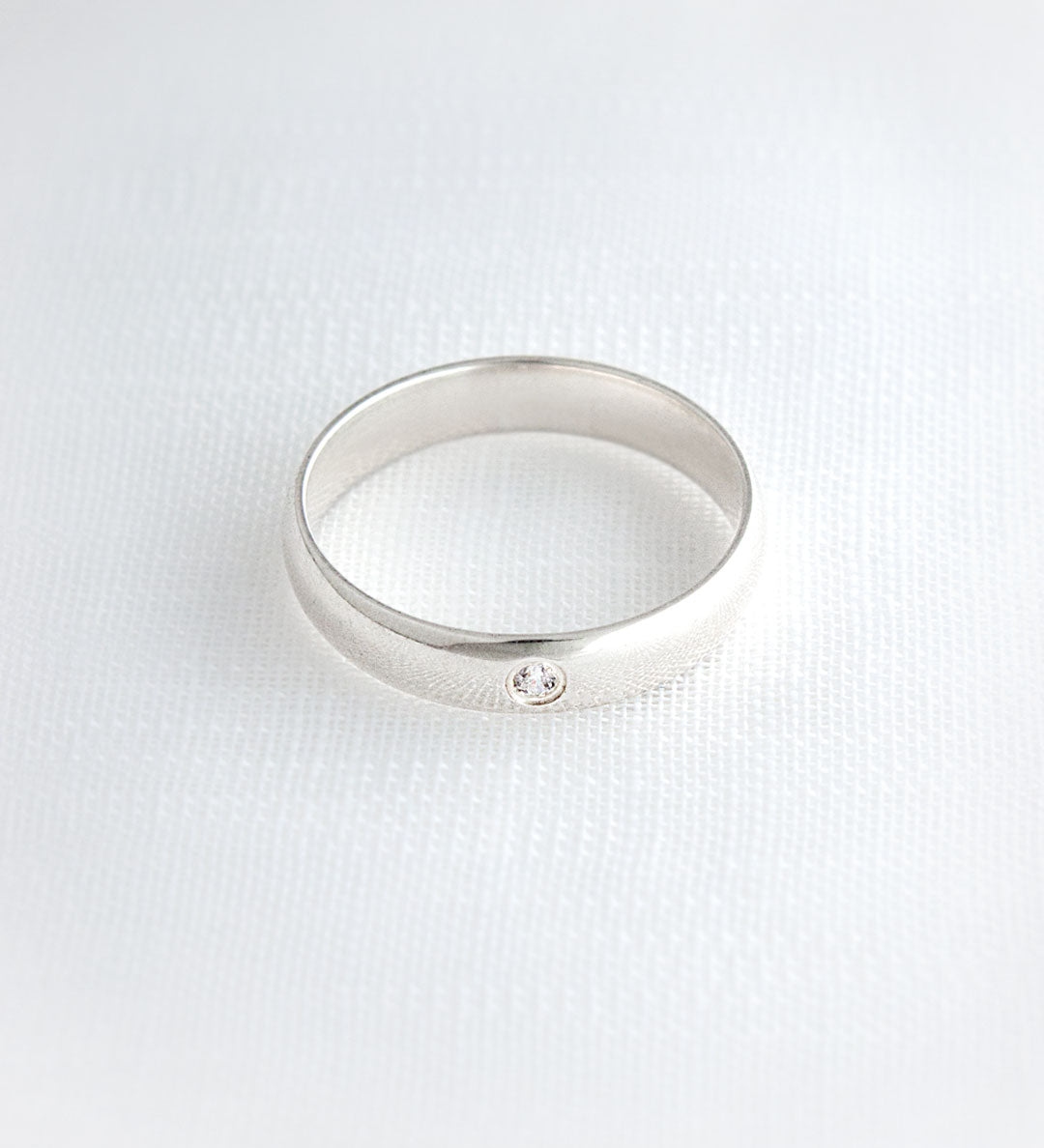 Aliança Namoro Prata 950 1 Zircônia Abaulada 4mm - Montezza Joias