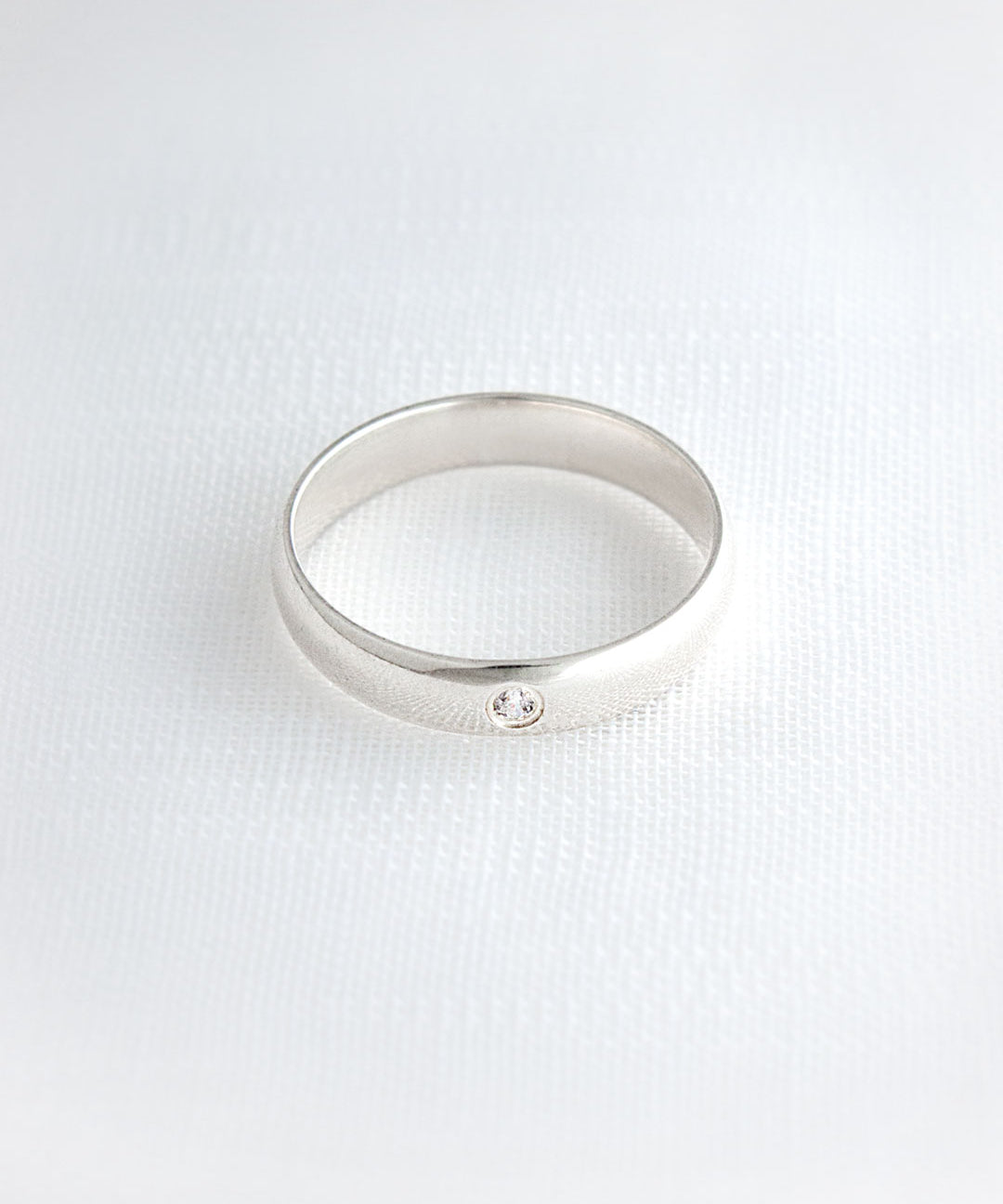 Aliança Namoro Prata 950 1 Zircônia Abaulada 4mm - Montezza Joias