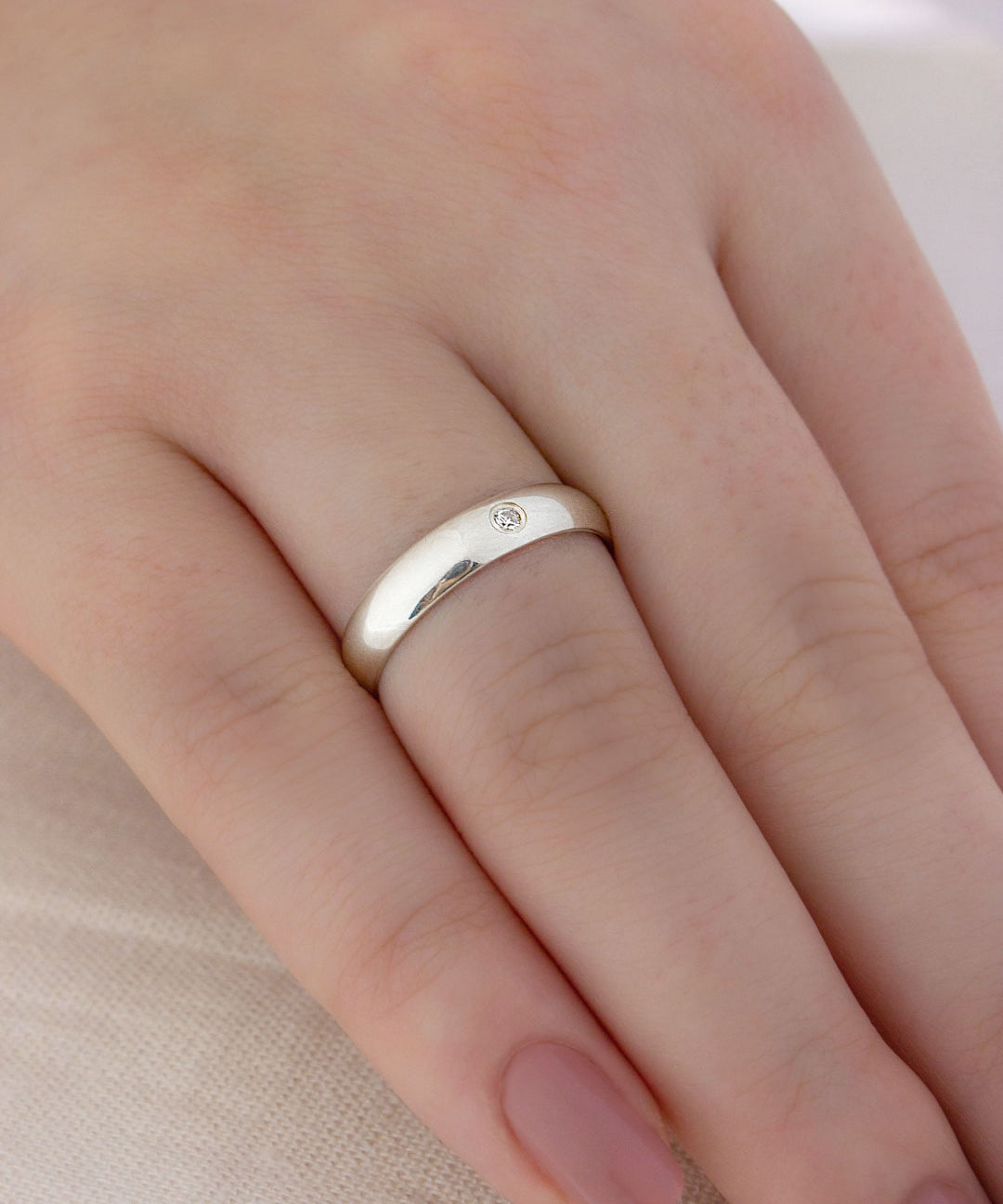 Aliança Namoro Prata 950 1 Zircônia Abaulada 4mm - Montezza Joias