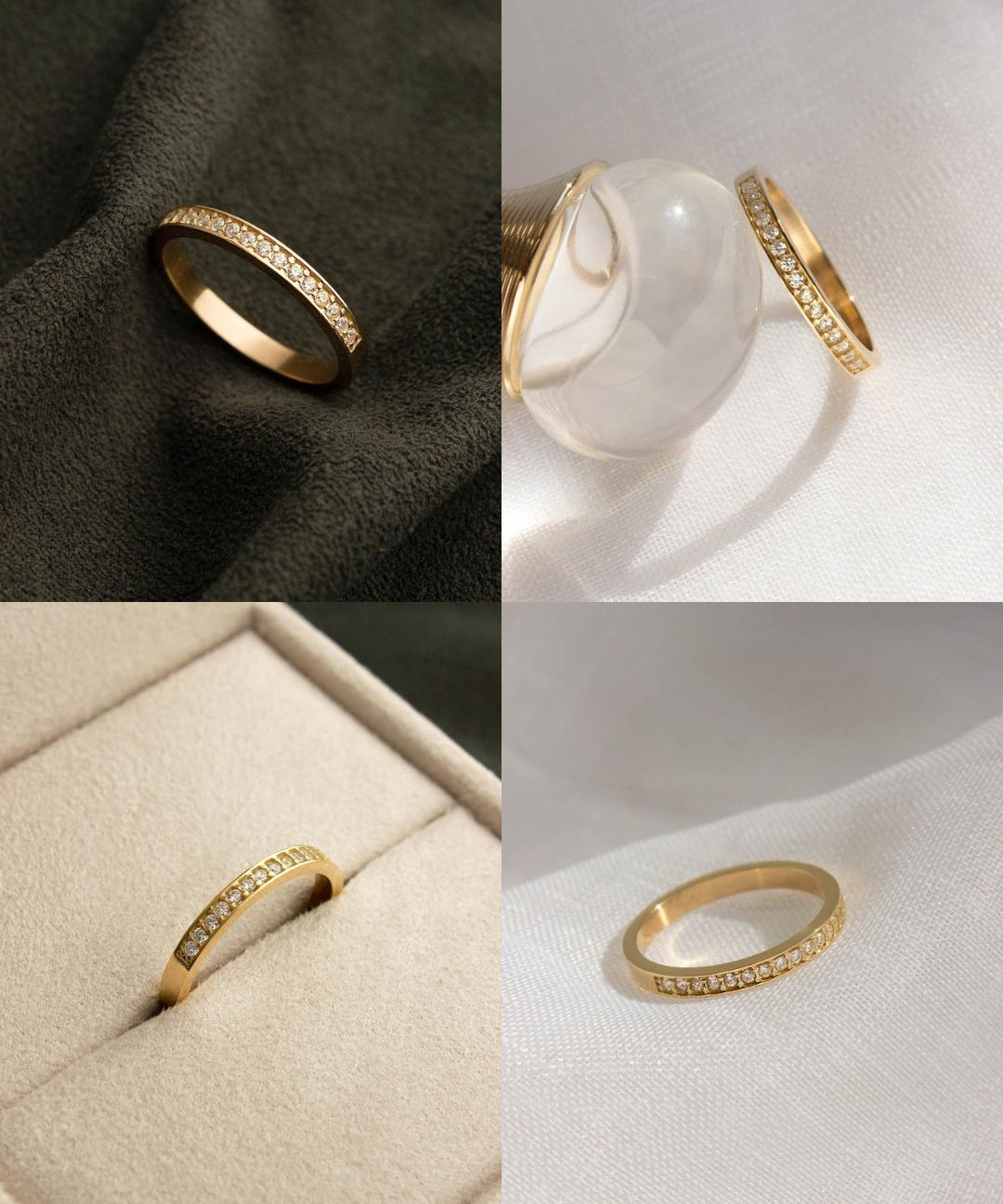 Anel Meia Aliança Cravejada Personalizada Ouro 18K - Montezza Joias