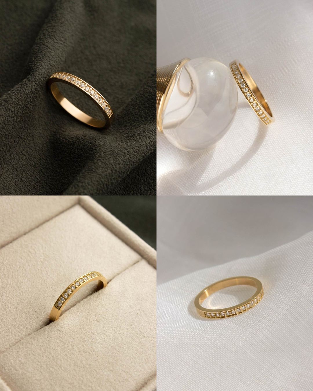 Anel Meia Aliança Cravejada Personalizada Ouro 18K - Montezza Joias