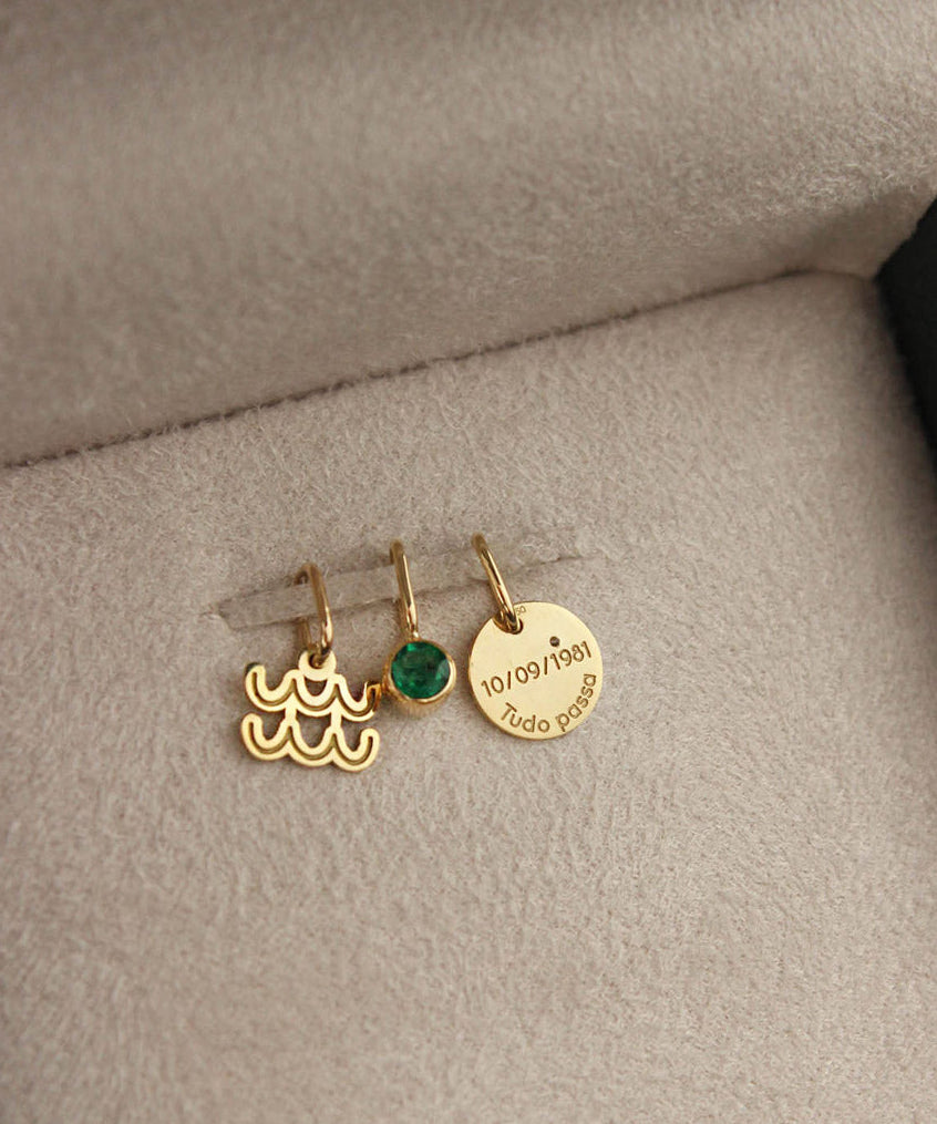 Pingente Signo Medalha Personalizada Ouro 18K