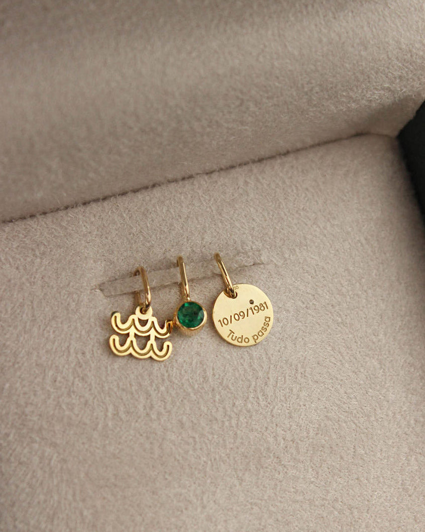 Pingente Signo Medalha Personalizada Ouro 18K