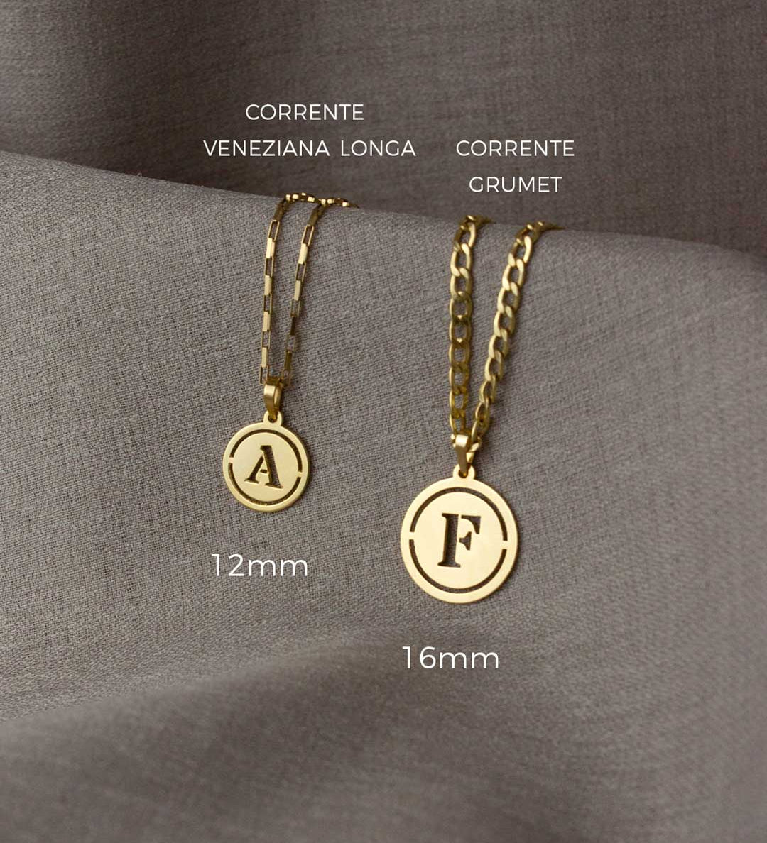 Pingente Letra Personalizada 16mm Ouro 18K - Montezza Joias