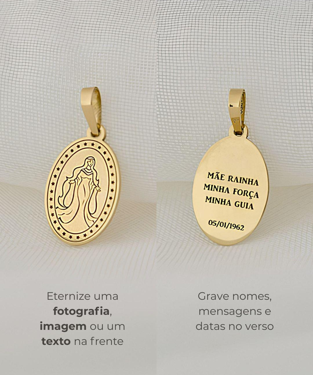 Pingente Personalizado Oval Ouro 18K