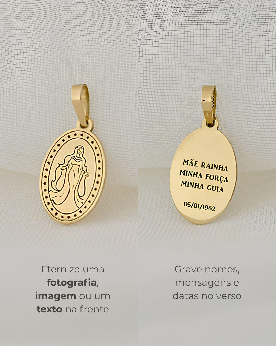 Pingente Personalizado Oval Ouro 18K
