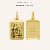 Pingente Facetado Foto Personalizado Ouro 18K