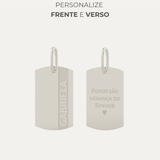 Pingente Placa com Friso Personalizado Prata 950
