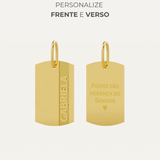 Pingente Placa com Friso Personalizado Ouro 18K