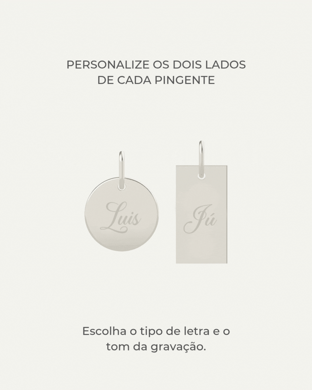 Kit Pingentes Personalizados Redondo + Retangular Prata 950