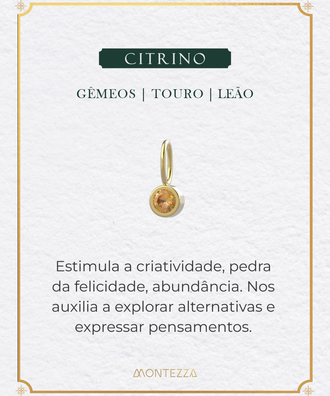 Pingente Pedra Signo Ouro 18K