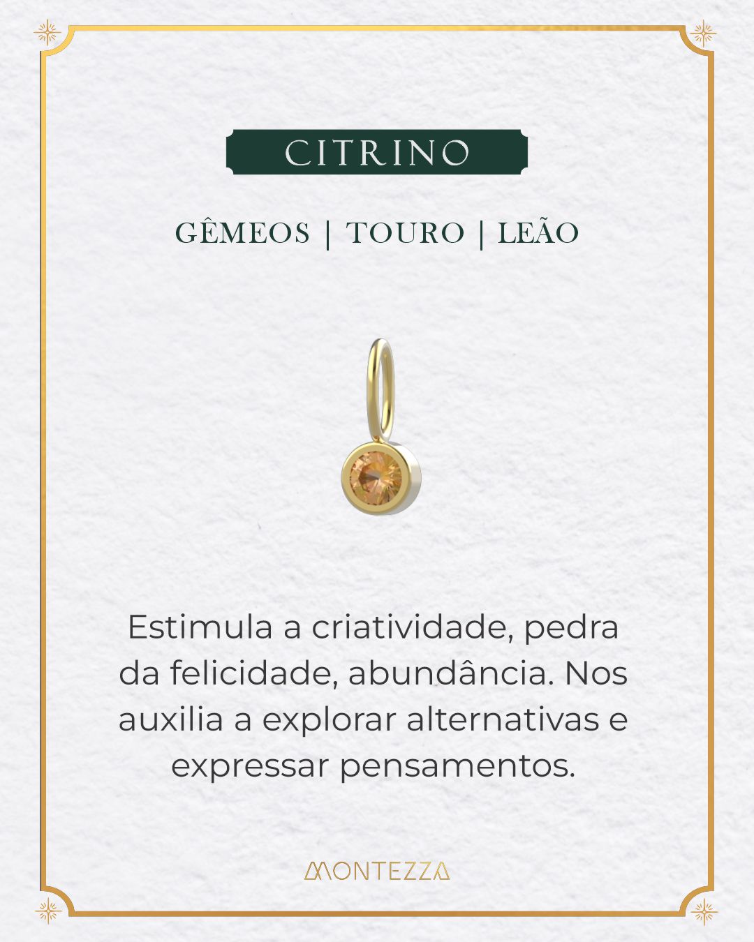Pingente Pedra Signo Ouro 18K