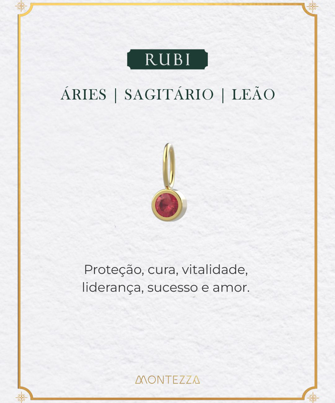 Pingente Pedra Signo Ouro 18K