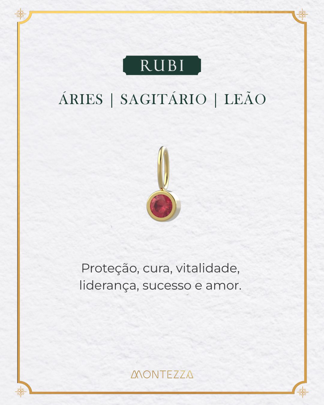 Pingente Pedra Signo Ouro 18K