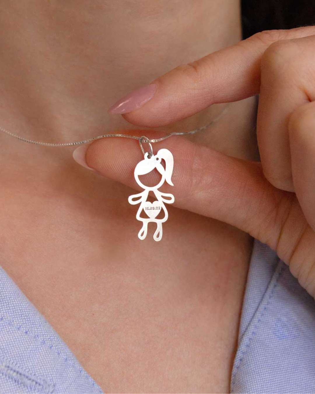 Pingente Personalizado Menina Helô Prata 950