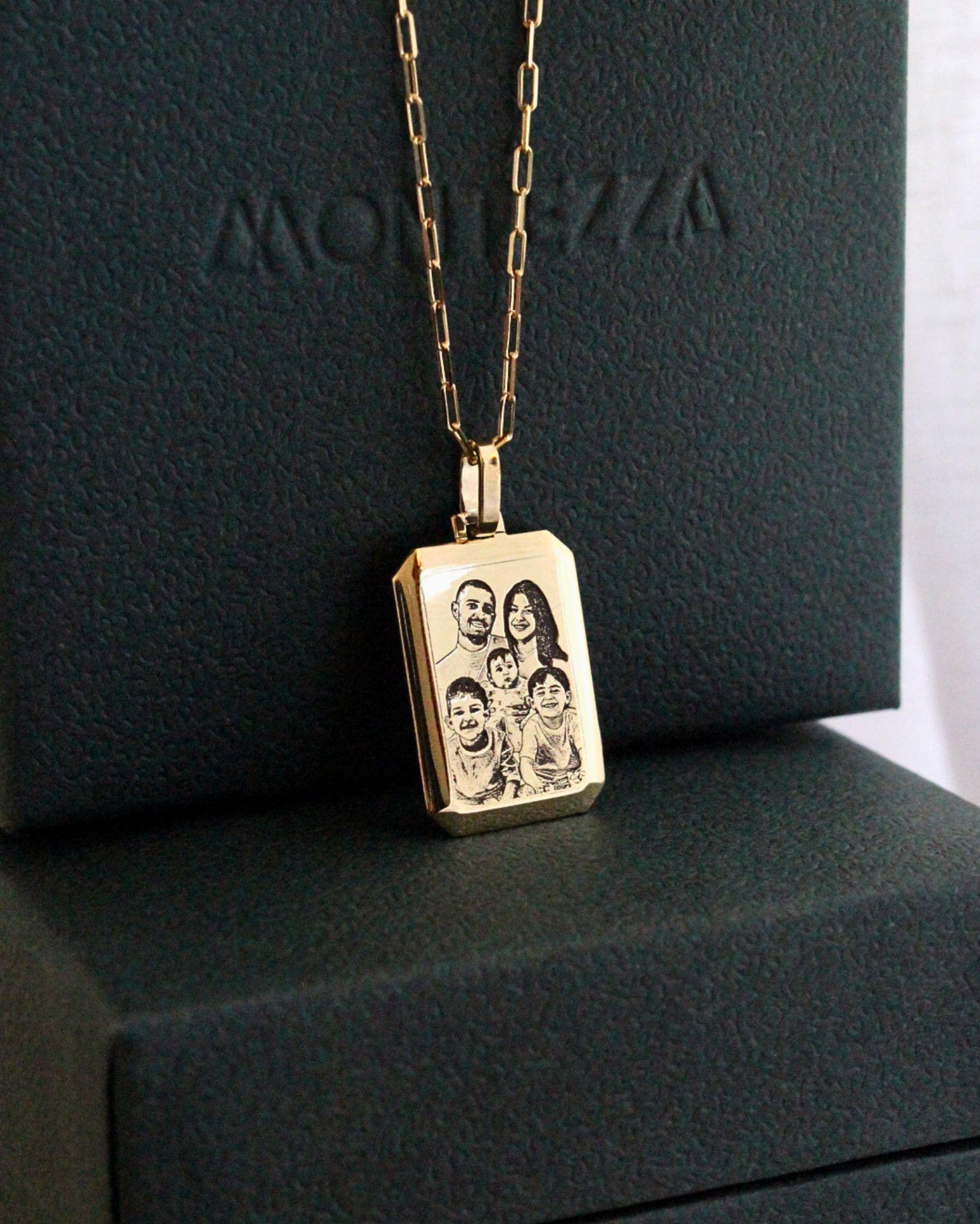 pingente personalizado masculino retangular foto facetas