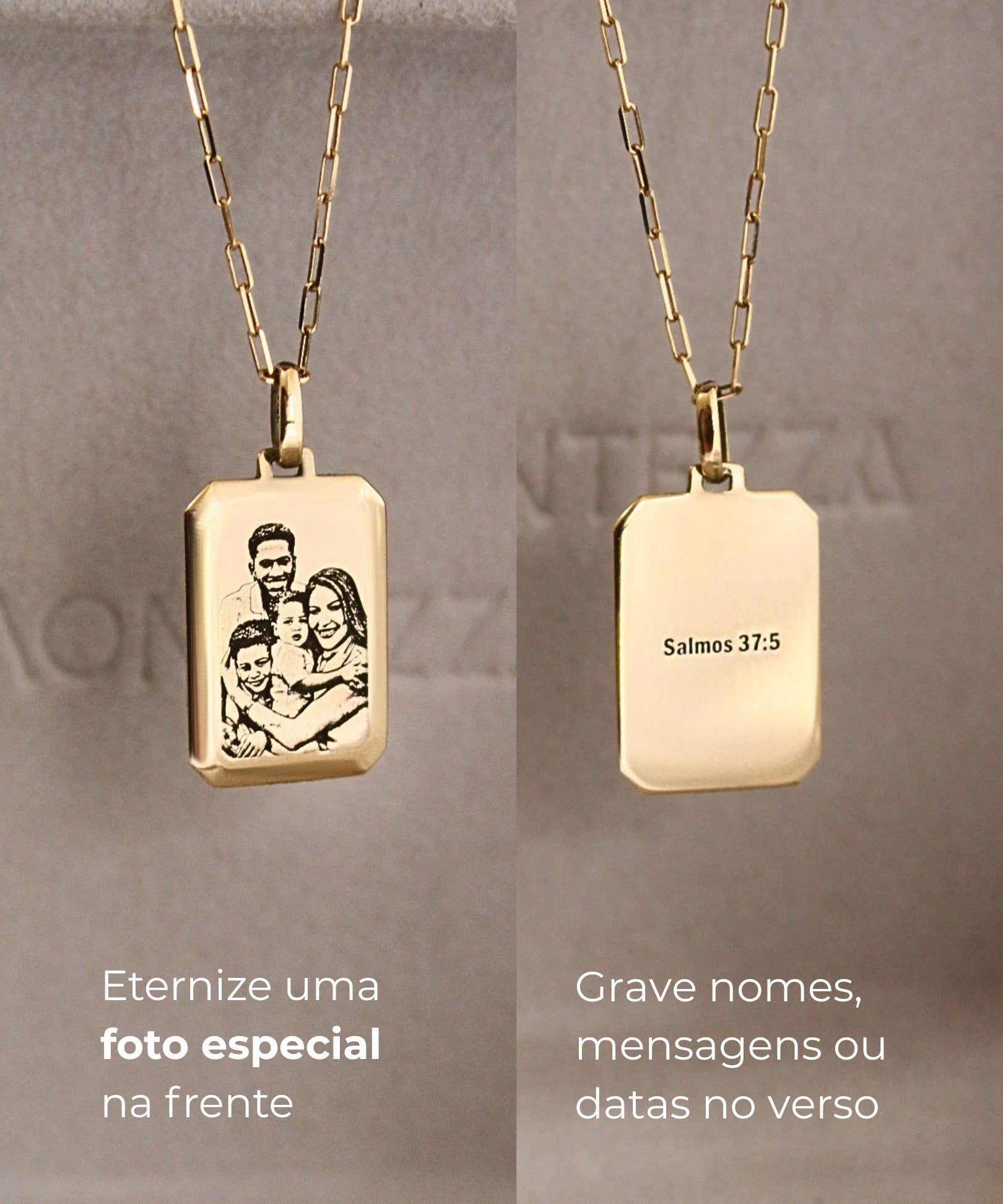 pingente personalizado masculino retangular foto facetas