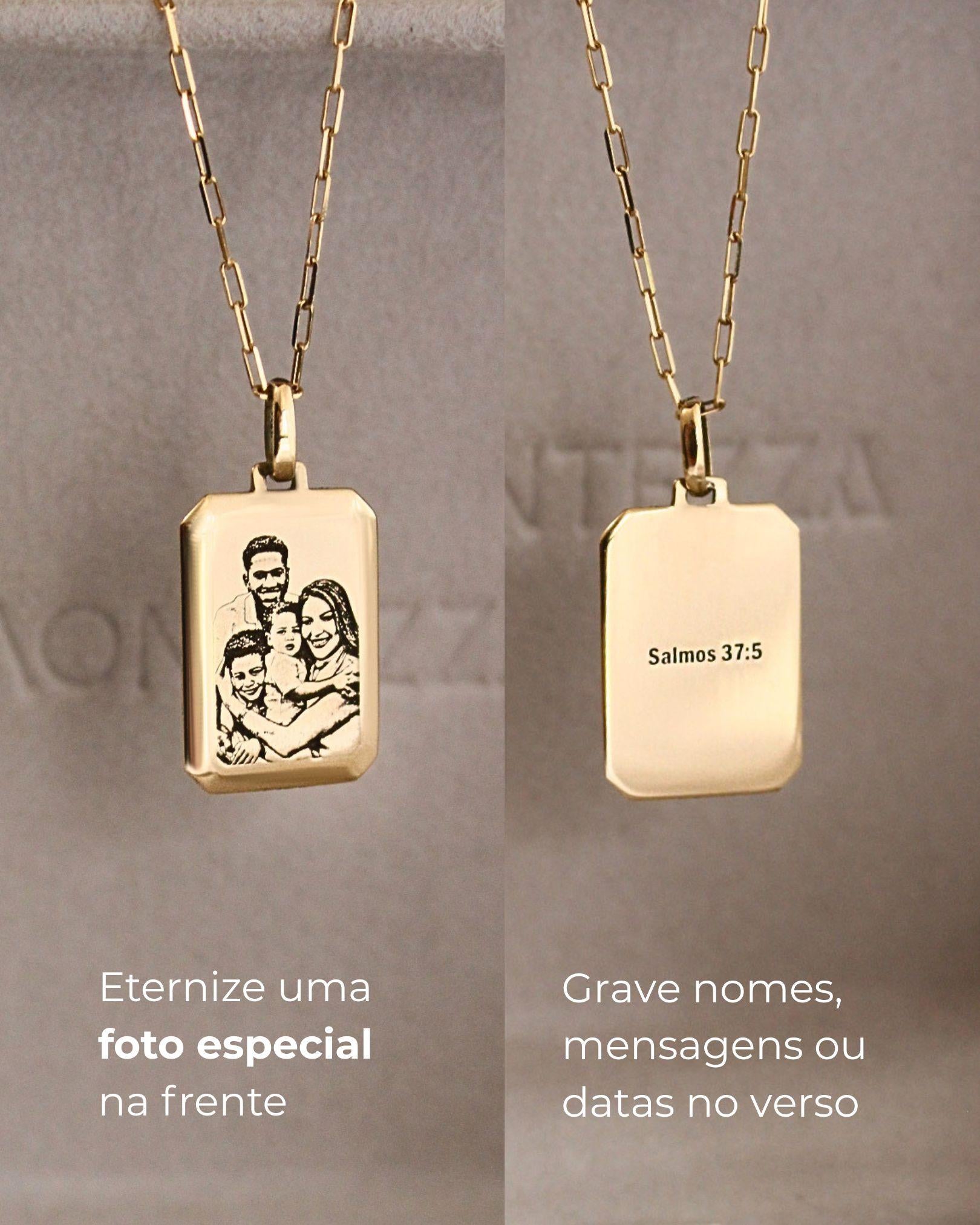 pingente personalizado masculino retangular foto facetas